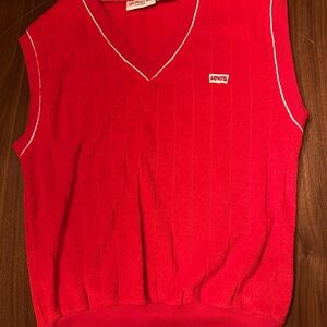 Vintage Levi's Red Sleeveless V-Neck with White Piping